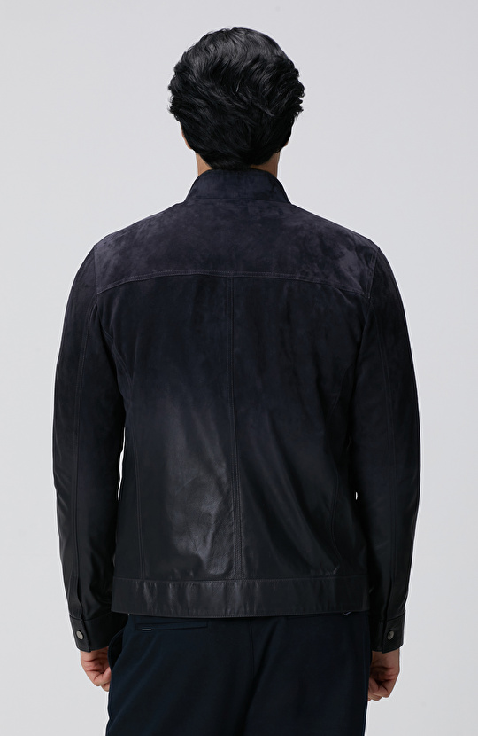 Lacivert Degradeli Deri Mont