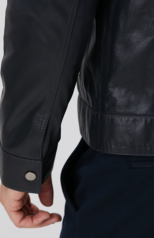 Lacivert Degradeli Deri Mont