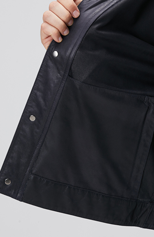 Lacivert Degradeli Deri Mont