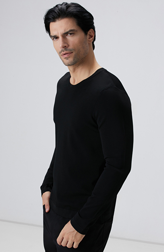 N-Tech Siyah Basic Triko Kazak