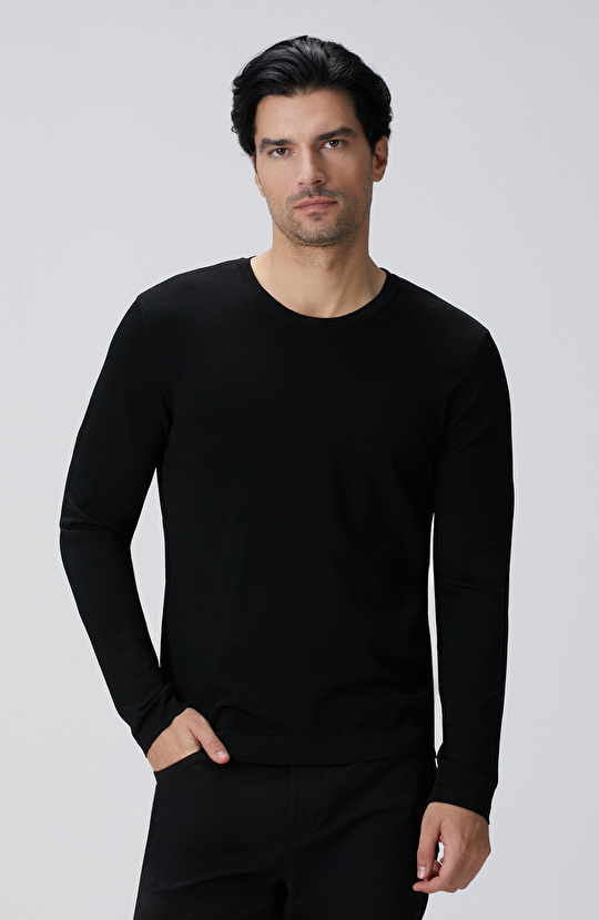 N-Tech Siyah Basic Triko Kazak