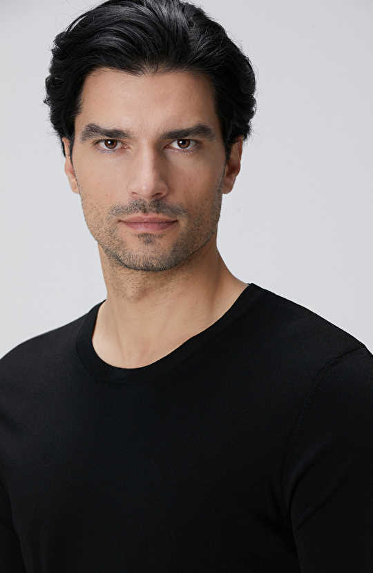 N-Tech Siyah Basic Triko Kazak