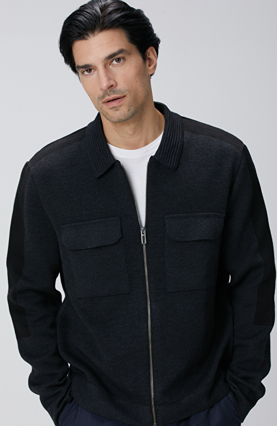 Antrasit Triko Dış Gömlek