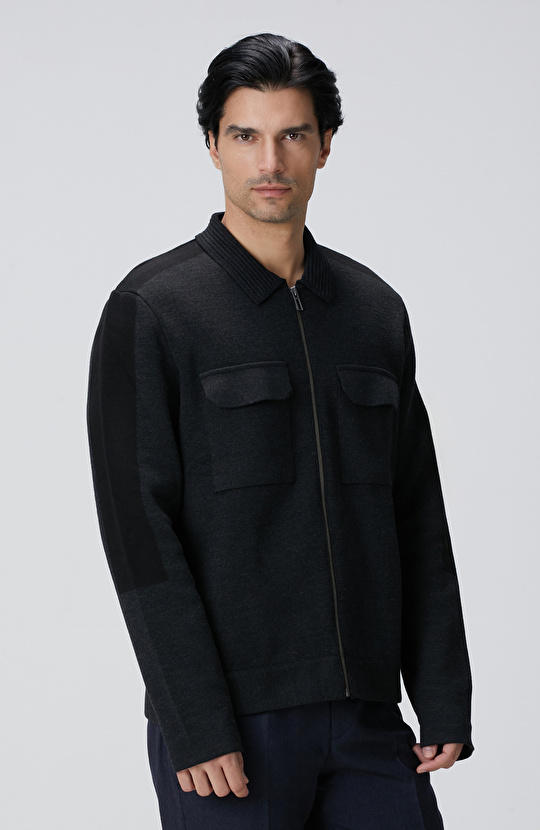 Antrasit Triko Dış Gömlek