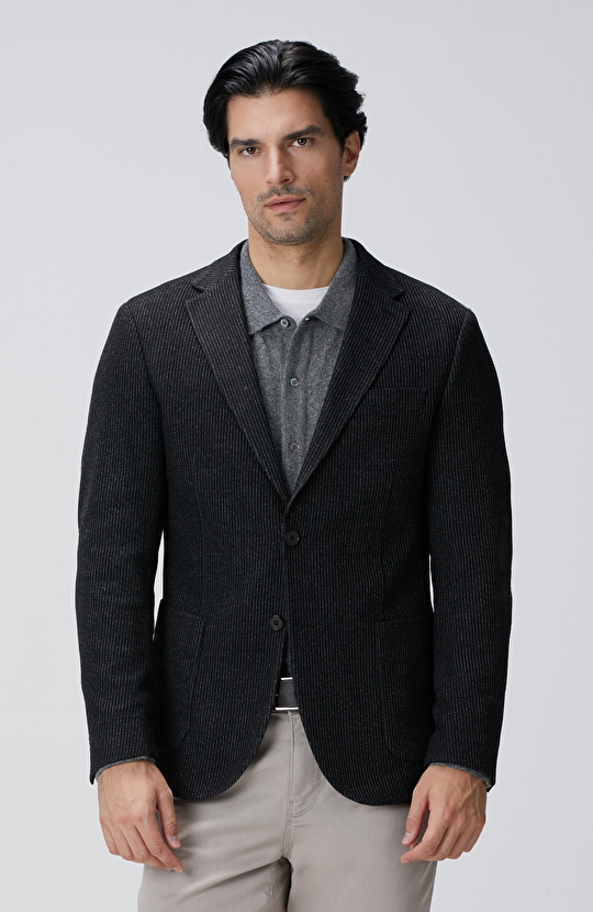 Antrasit Yün Karışımlı Ceket