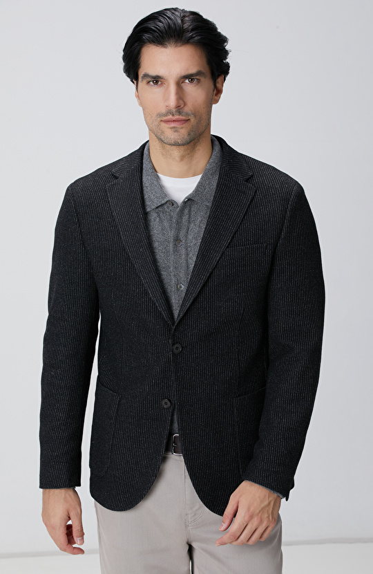 Antrasit Yün Karışımlı Ceket