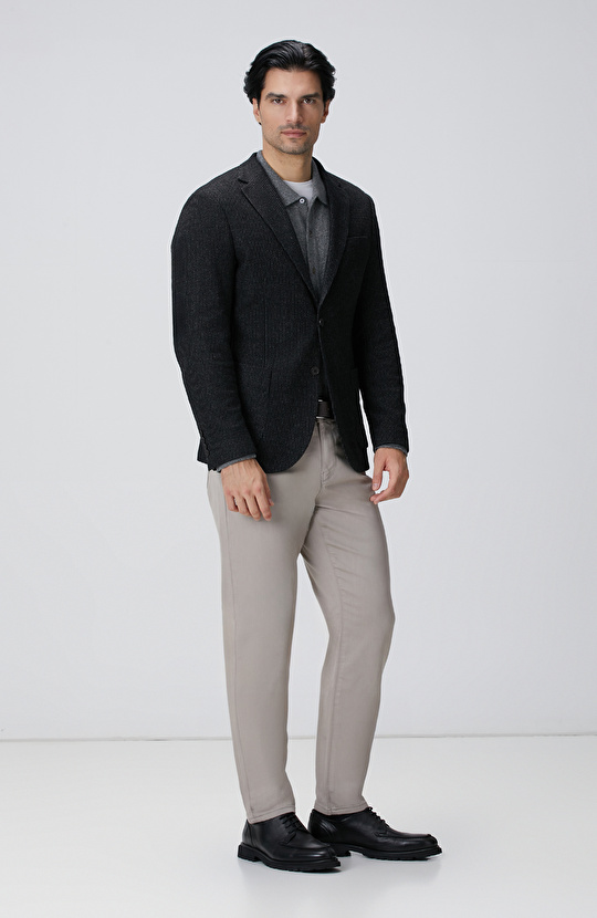 Antrasit Yün Karışımlı Ceket