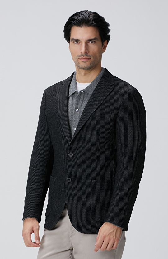 Antrasit Yün Karışımlı Ceket