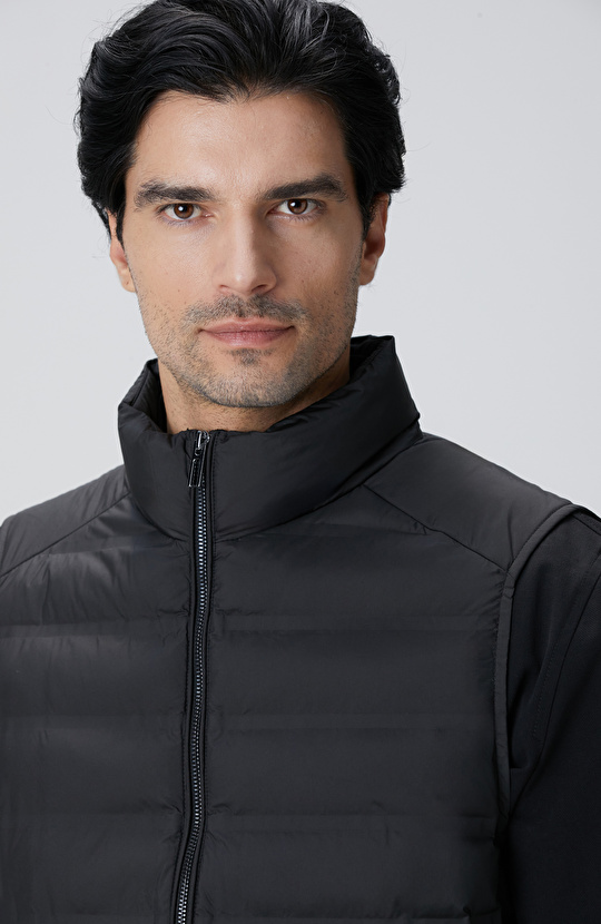 Siyah Puffer Casual Yelek