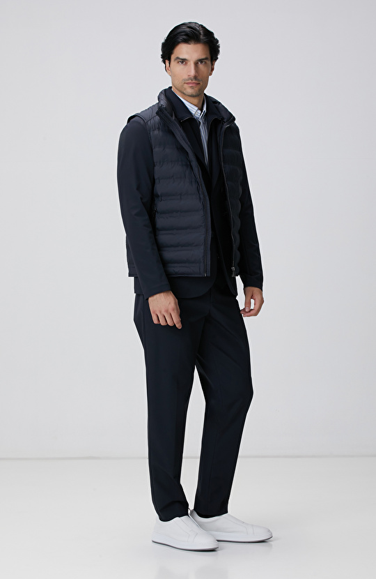 Lacivert Puffer Casual Yelek