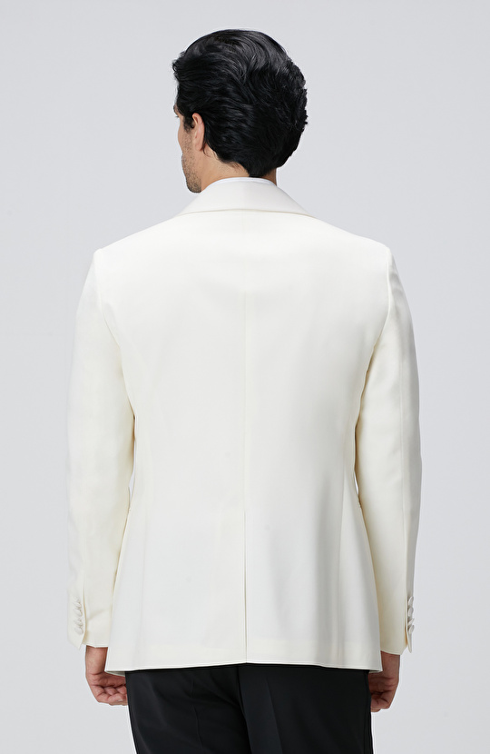 Kırık Beyaz Yün Smokin Ceket