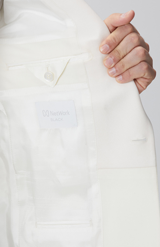 Kırık Beyaz Yün Smokin Ceket