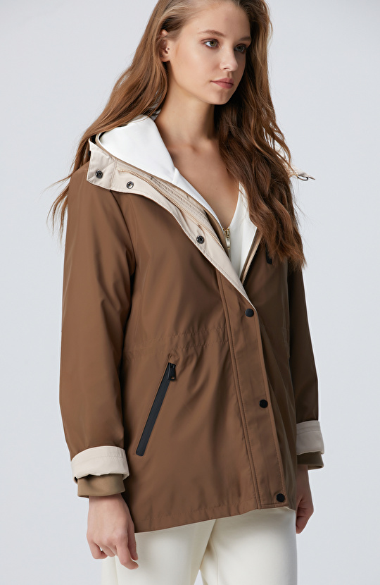 Haki Çift Taraflı Mont