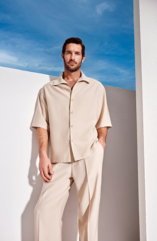 Bej Armürlü Gömlek