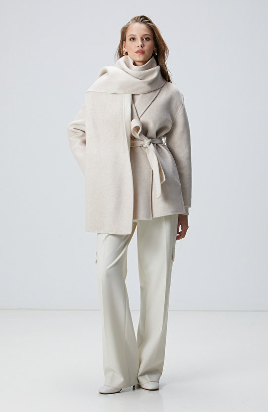 Limited Bej Melanj Handmade Yün Kaban