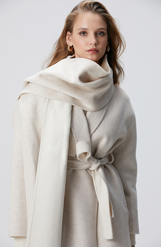 Limited Bej Melanj Handmade Yün Kaban