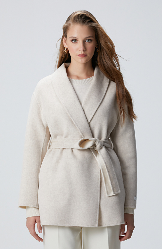 Limited Bej Melanj Handmade Yün Kaban