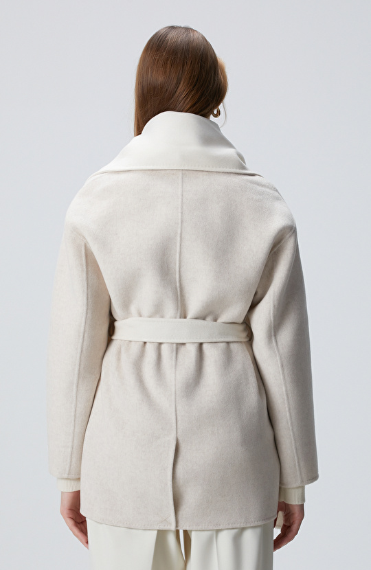 Limited Bej Melanj Handmade Yün Kaban