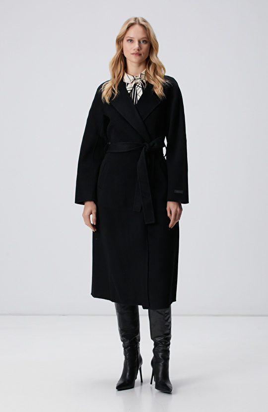 Limited Siyah Yün Karışımlı Manto