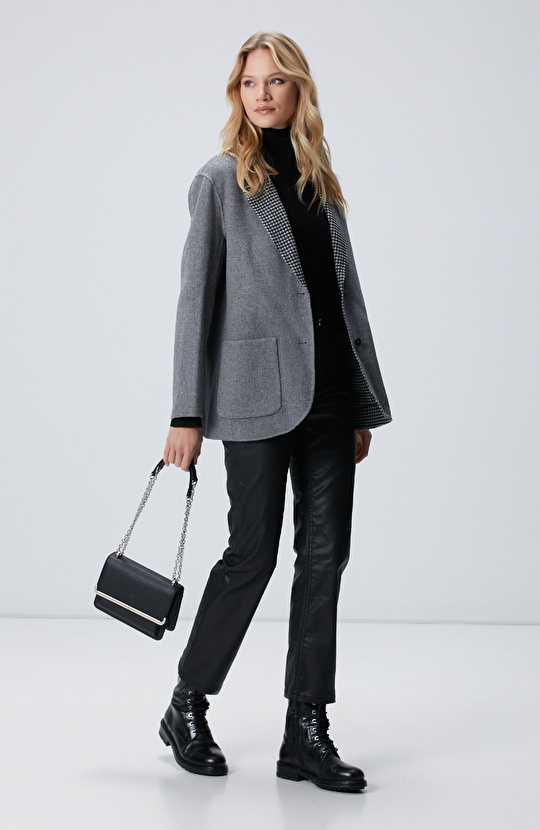 Limited Gri Melanj Yün Karışımlı Çift Taraflı Ceket