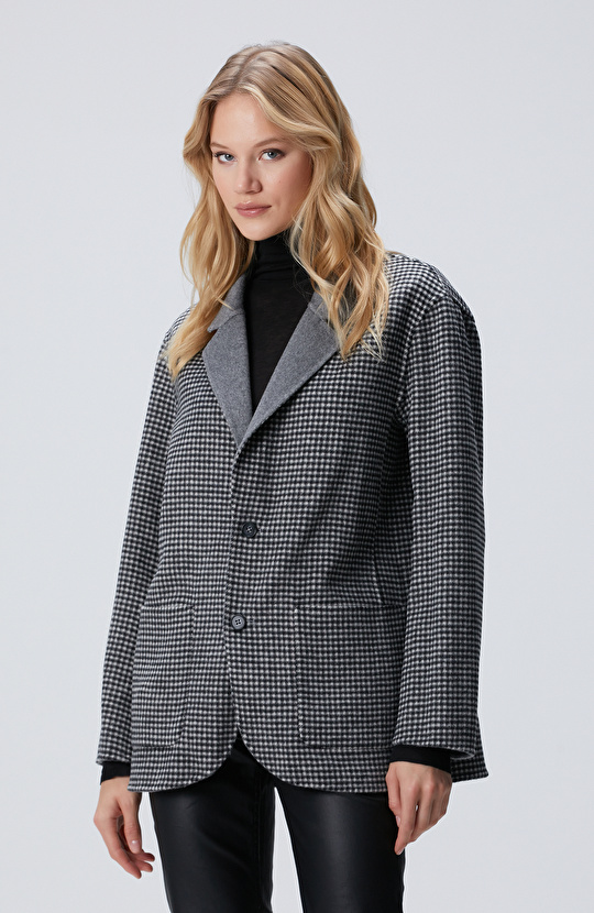 Limited Gri Melanj Yün Karışımlı Çift Taraflı Ceket