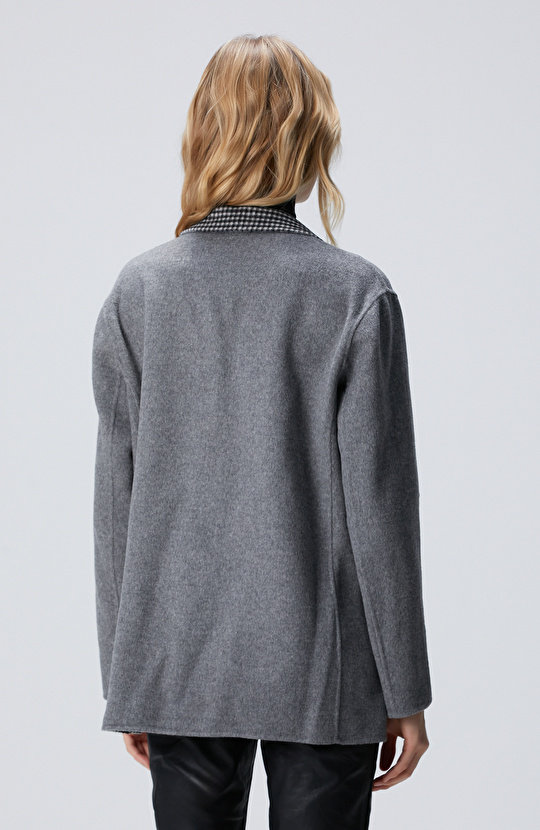 Limited Gri Melanj Yün Karışımlı Çift Taraflı Ceket