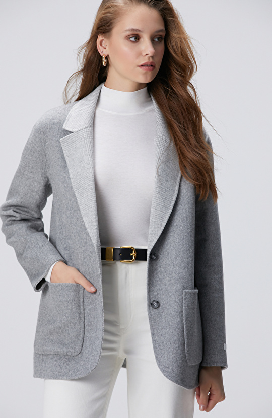 Limited Açık Gri Yün Karışımlı Çift Taraflı Ceket
