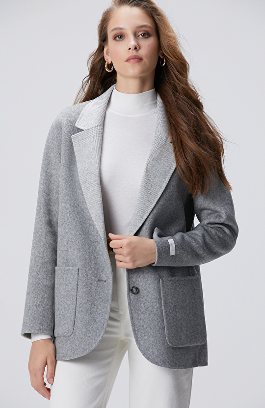 Limited Açık Gri Yün Karışımlı Çift Taraflı Ceket