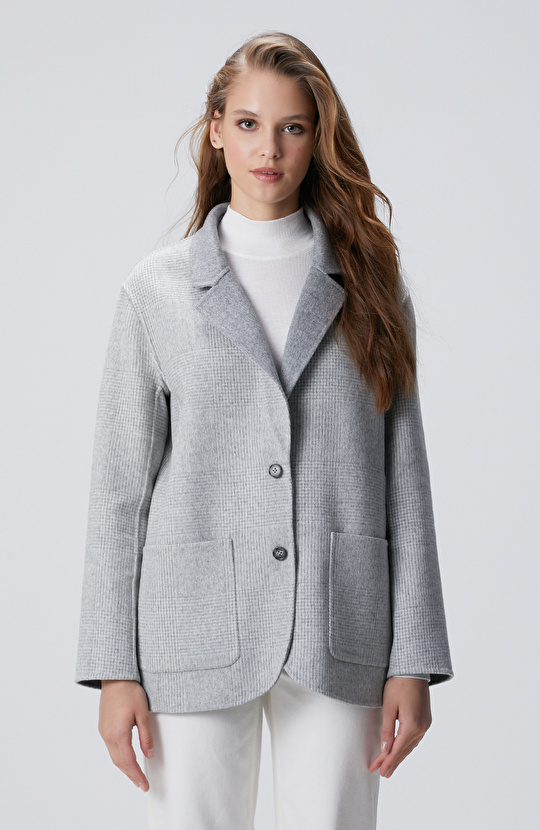 Limited Açık Gri Yün Karışımlı Çift Taraflı Ceket
