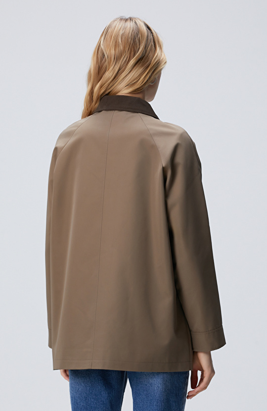 Haki Yaka Garnili Trençkot