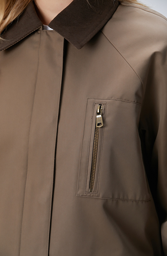 Haki Yaka Garnili Trençkot