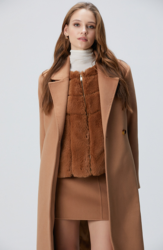 Camel Kesik Detaylı Yelek