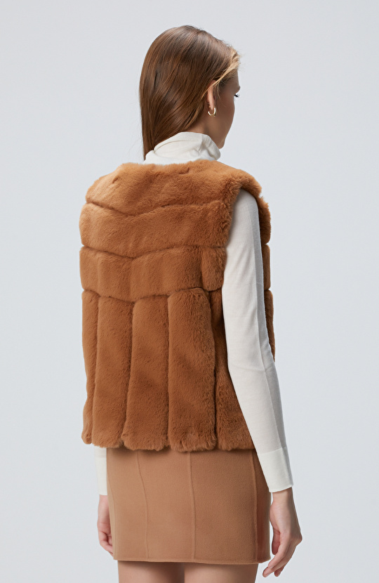 Camel Kesik Detaylı Yelek