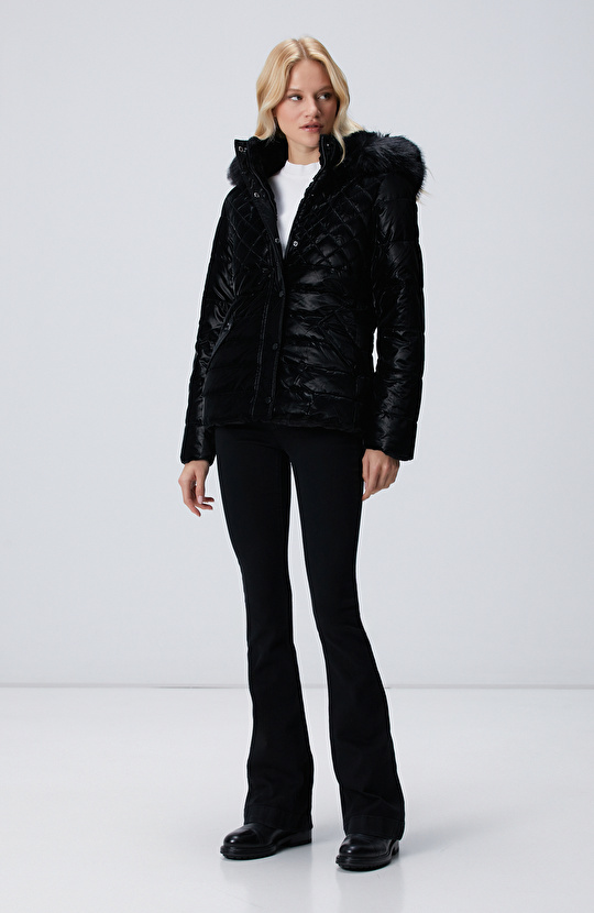 Siyah Çift Taraflı Kapüşonlu Mont