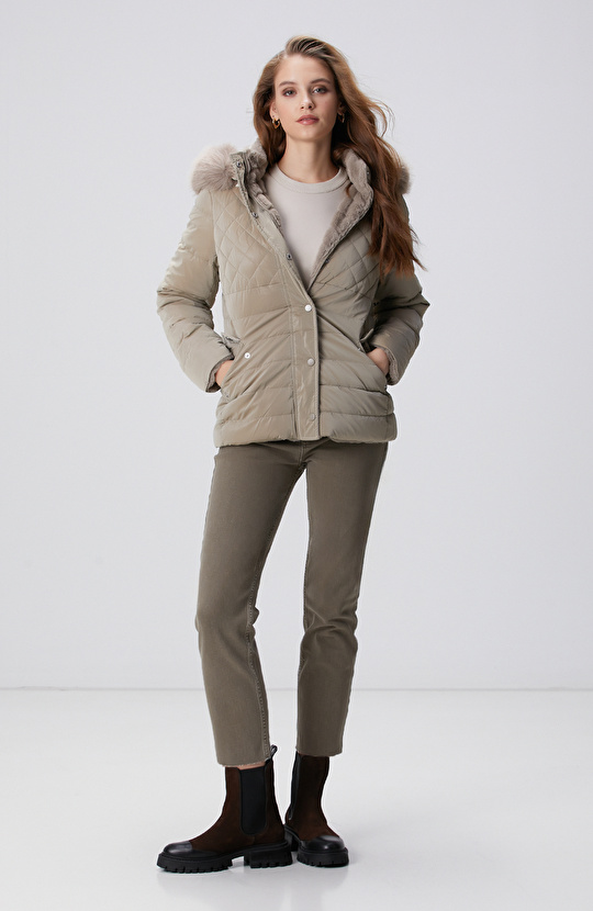 Vizon Çift Taraflı Kapüşonlu Mont