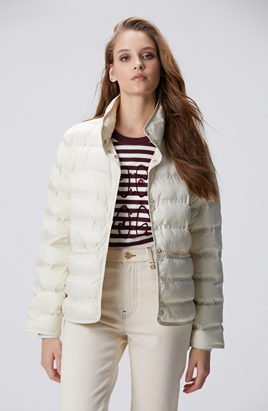 Kırık Beyaz Puffer Mont