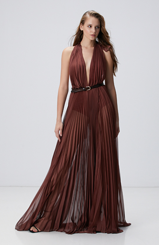 Kahverengi Abiye Elbise