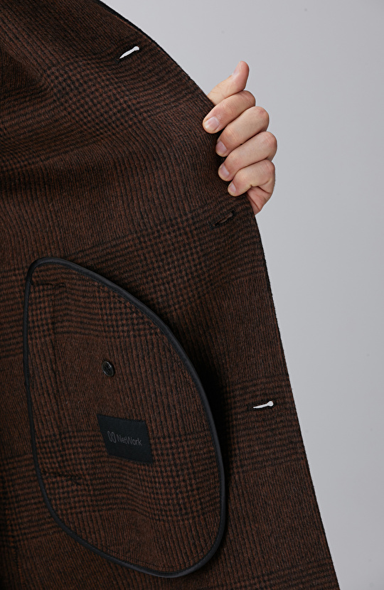 Siyah Yün Karışımlı Dikişsiz Handmade Palto