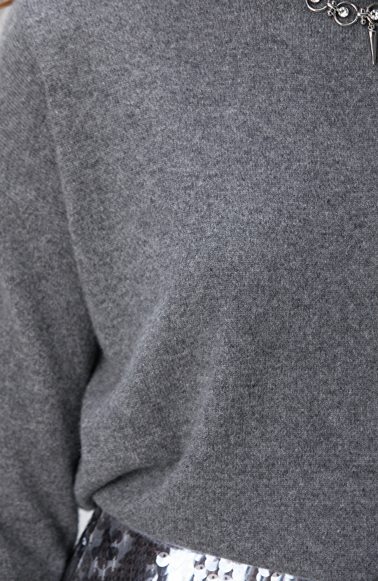 Limited Gri Melanj Kaşmir Triko Kazak