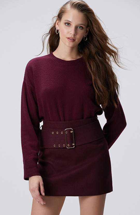 Limited Bordo Kaşmir Triko Kazak