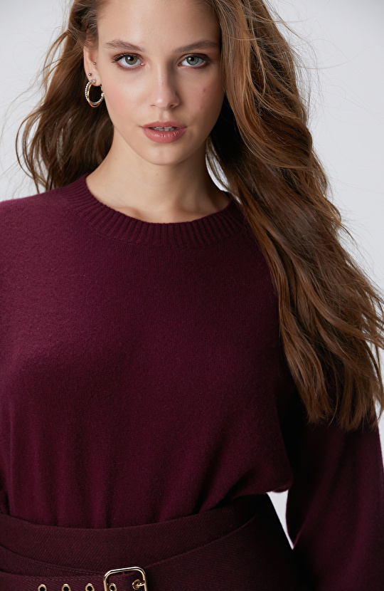 Limited Bordo Kaşmir Triko Kazak