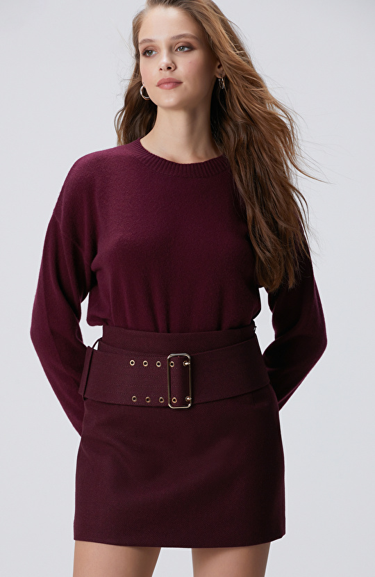 Limited Bordo Kaşmir Triko Kazak