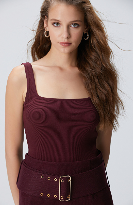 Bordo Askılı Triko Atlet