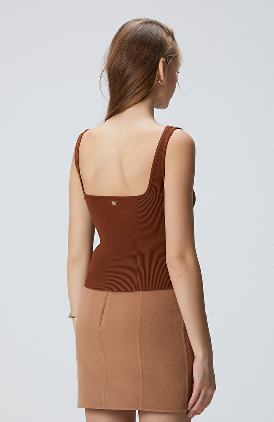 Tarçın Askılı Kare Yaka Triko Atlet