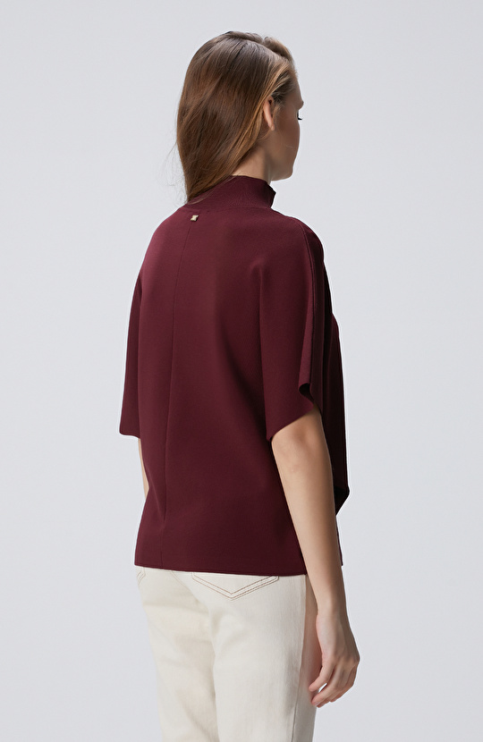 Vişne Dökümlü Basic Triko Kazak