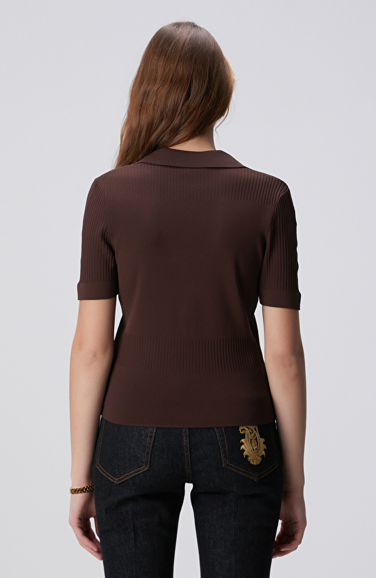 Acı Kahve Düğme Detaylı Kazak