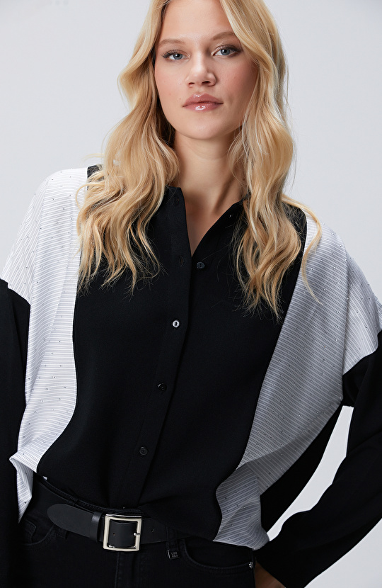 Siyah Dokuma Garnili Hırka