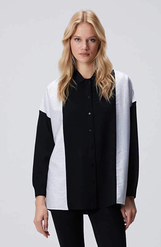 Siyah Dokuma Garnili Hırka