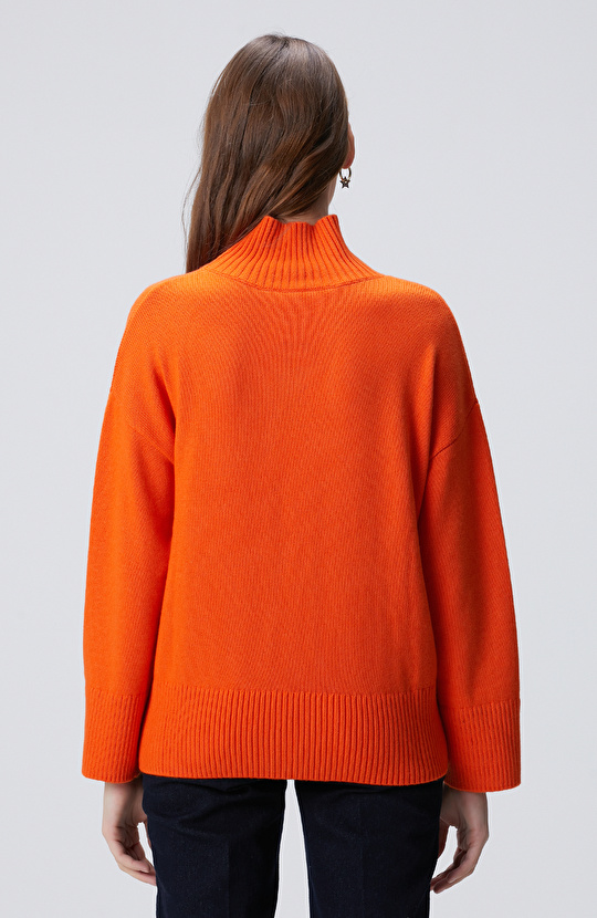 Turuncu Yün Karışımlı Triko Kazak