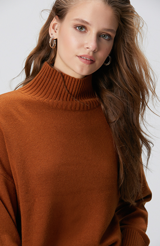 Camel Yün Karışımlı Triko Kazak